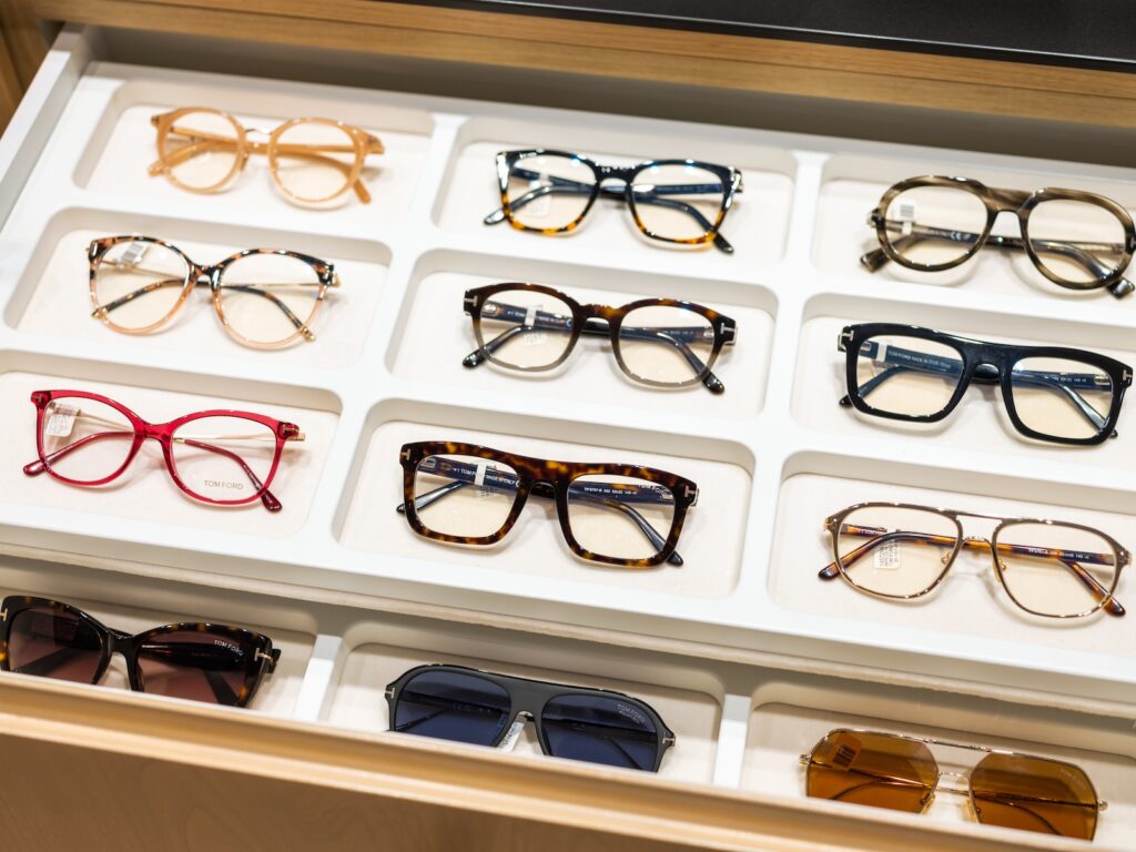 Selection of frames at Downtown Vision Care in Calgary.